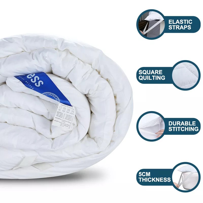 1Pc Hotel Quality Mattress Topper 10cm/ 4-Inch Deep Thick Plush Mattress Pad, Soft Bed Topper With Elastic Straps For Secure Fit, Single Double King Super All Sizes, White, Christmas Gift And Black Friday Items - Image 7