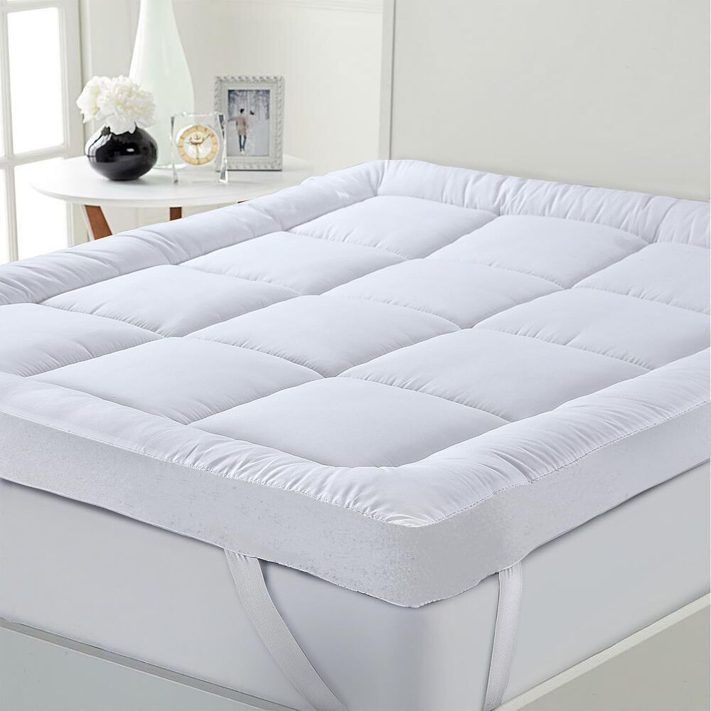 1Pc Hotel Quality Mattress Topper 10cm/ 4-Inch Deep Thick Plush Mattress Pad, Soft Bed Topper With Elastic Straps For Secure Fit, Single Double King Super All Sizes, White, Christmas Gift And Black Friday Items - Image 3