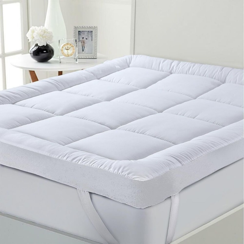 1Pc Hotel Quality Mattress Topper 10cm/ 4-Inch Deep Thick Plush Mattress Pad, Soft Bed Topper With Elastic Straps For Secure Fit, Single Double King Super All Sizes, White, Christmas Gift And Black Friday Items